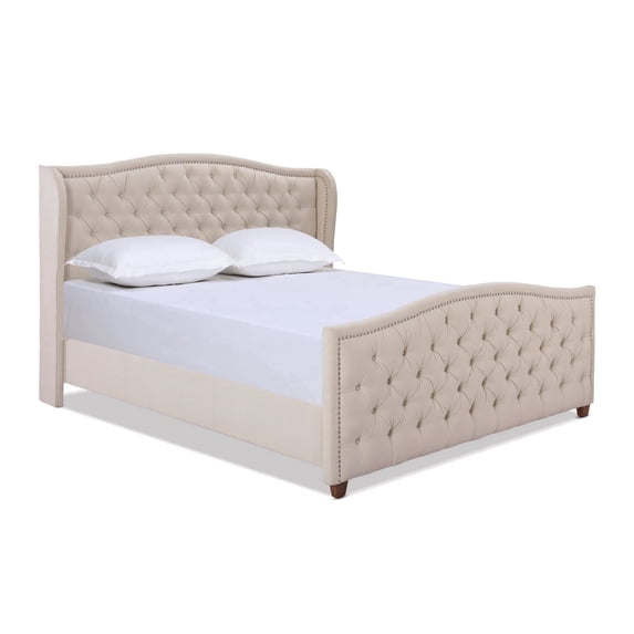 Jennifer Taylor Home Marcella Tufted Wingback King Bed Sky Neutral
