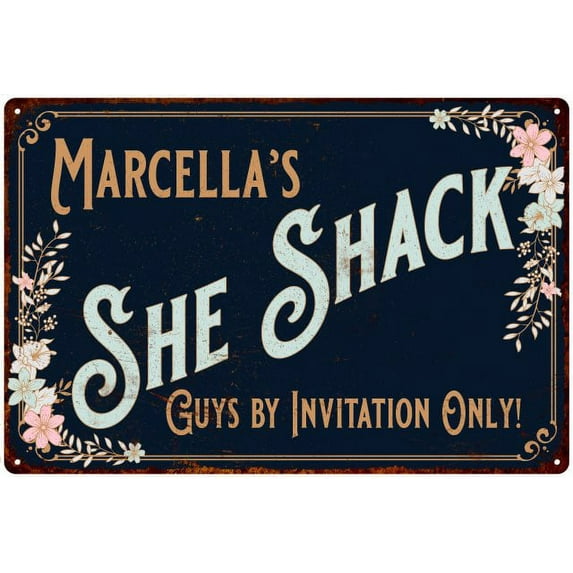 Marcella's SHE SHACK Sign Metal Wall Decor 12 x 18 Matte Finish Metal 112180060414