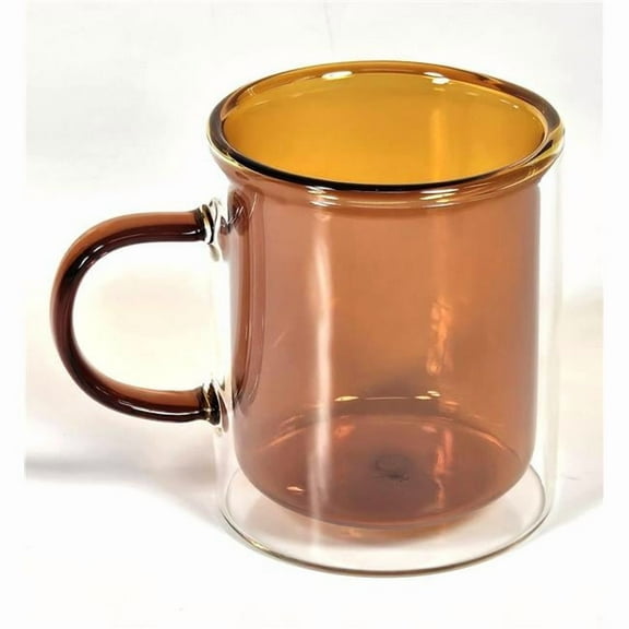 Marcelle 11oz Double Wall Mug with Amber Colored Glass Interior and Handle