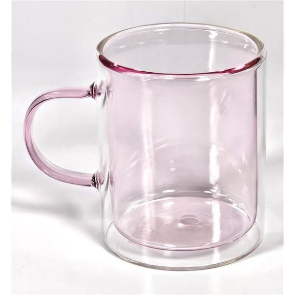 Marcelle 11 oz Double Wall Mug with Colored Glass Interior & Matching Colored Glass Handle - Pink