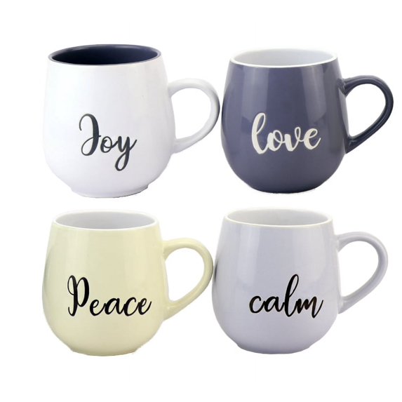 Marcelle, 4 Pc 17oz Ceramic Multi-Color Barrel Shape Coffee Mug Set