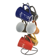 Marcelle 6 Pc. Ceramic Coffee Mug Set with Metal Stand, 11 oz.