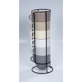 Stackable Coffee Mugs with Rack for Home