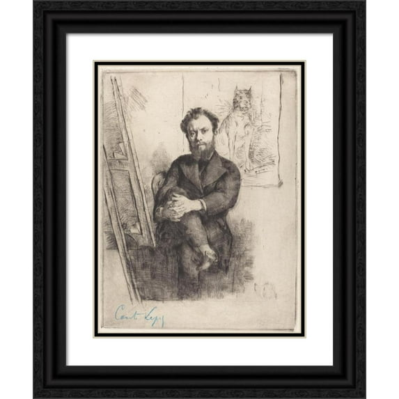 Marcellin-Gilbert Desboutin 19x24 Black Ornate Framed Double Matted Museum Art Print Titled: Comte Lepic, 1876