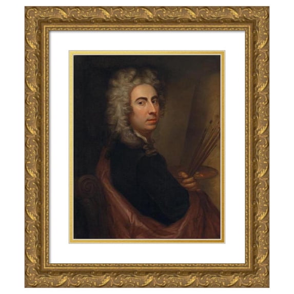 Marcellus Laroon the Elder 20x24 Gold Ornate Framed and Double Matted Museum Art Print Titled - Self-Portrait (ca. 1700)