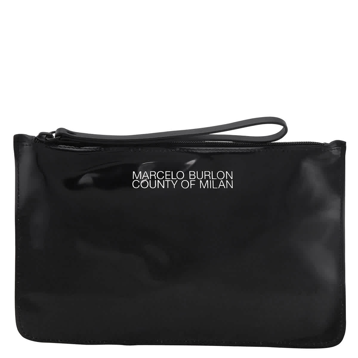 Marcelo Burlon Logo Pvc Clutch Bag in Black for Men