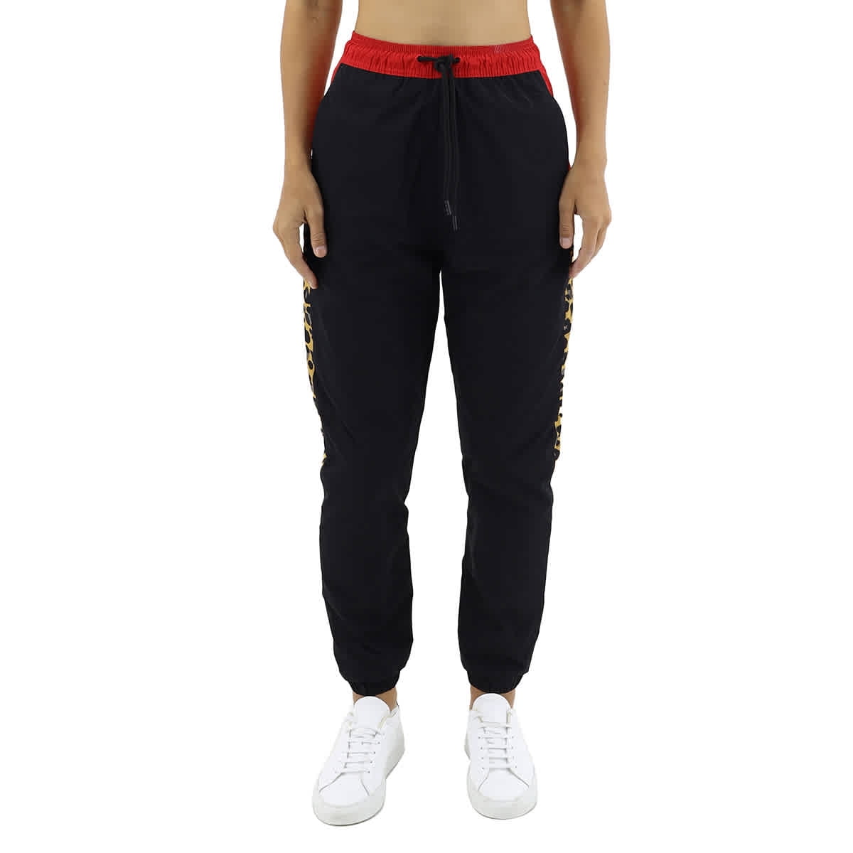 マルセロバーロン Womens Leopard Block Pants Marcelo Burlon Ladies Leopard Print Colour-block Track Pants
