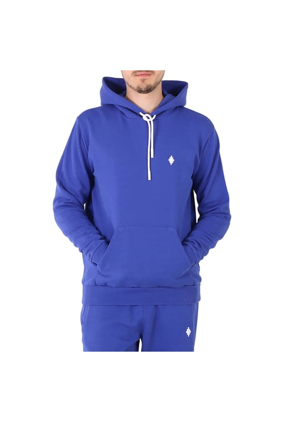 Men's Blue Cross Logo Regular Hoodie, Size Small