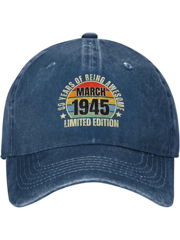 March 1945 Limited Edition 80 Years Old 80th Birthday Hat Denim Baseball Cap