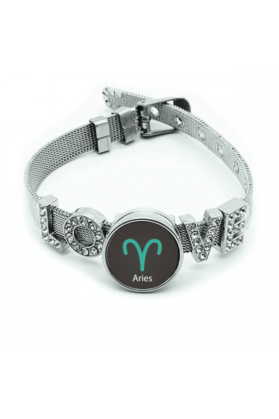 March April Aries Constellation Pattern Bracelet Wristband Crystal Love Adjustable Bangle