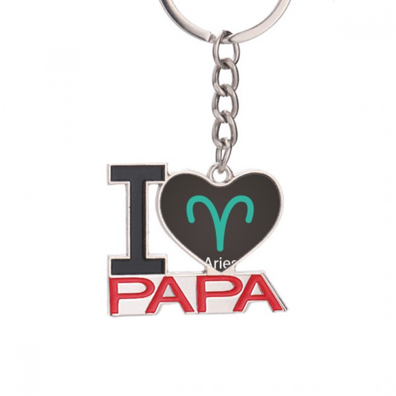 March April Aries Constellation Pattern Keychain Metal Keyring Holder Love PAPA Father