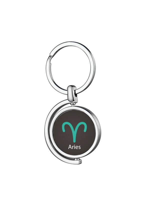 March April Aries Constellation Pattern Rotating Keychain Metal Keyring Holder