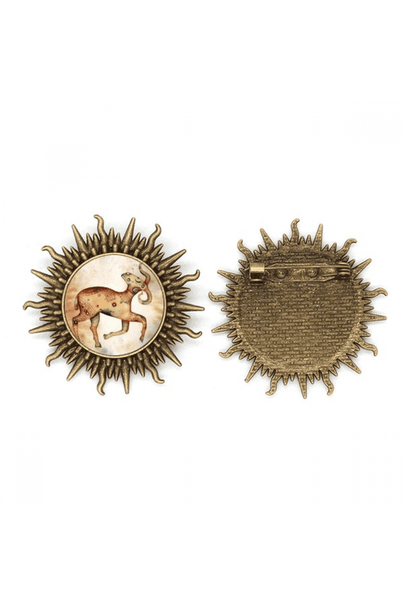 March April Aries Constellation Zodiac Metall Sonne Brosche Haken Pin