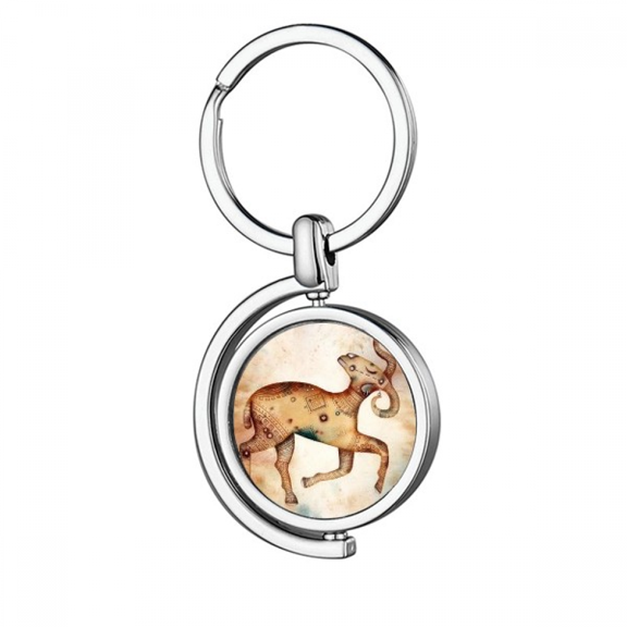 March April Aries Constellation Zodiac Rotating Keychain Metal Keyring Holder