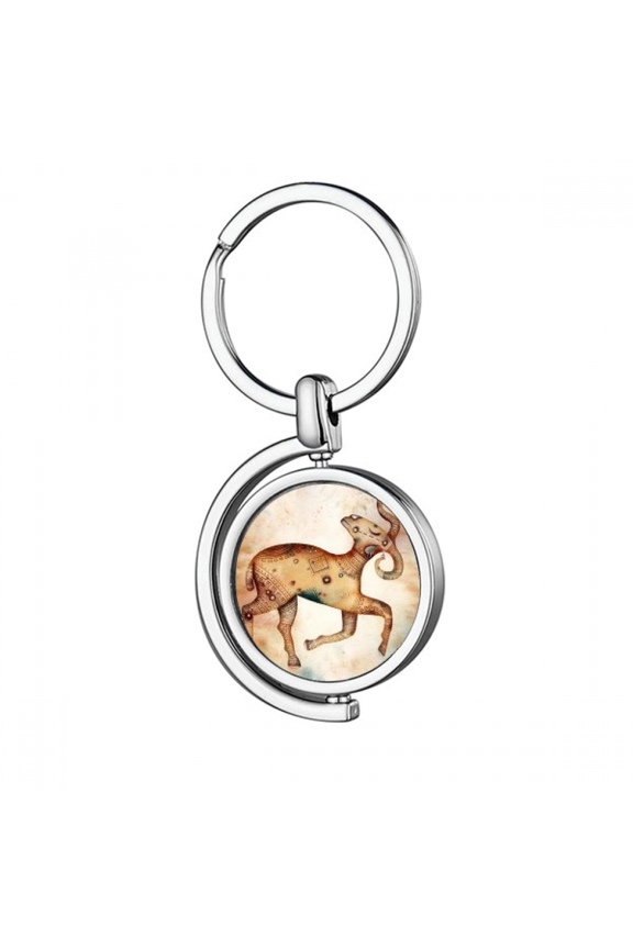 March April Aries Constellation Zodiac Rotating Keychain Metal Keyring Holder
