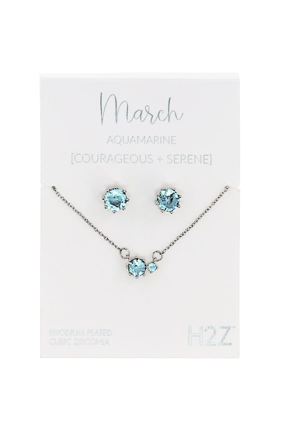 Company - March Aquamarine - 16.5"-18.5" Birthstone Jewelry Gift Set