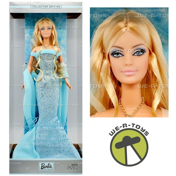 March Aquamarine Barbie The Birthstone Collection Blonde 2002 Mattel B3411