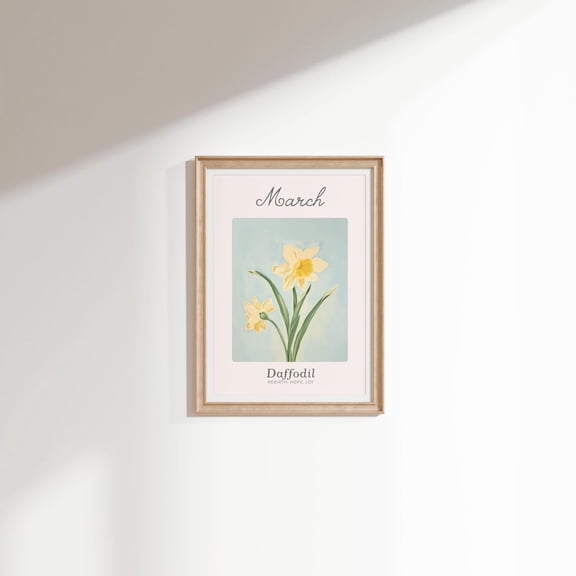 March Birth Flower Daffodil Print, Grand Millennial Botanical Art Home Decor #2463, Unframed Canvas Size 24x36
