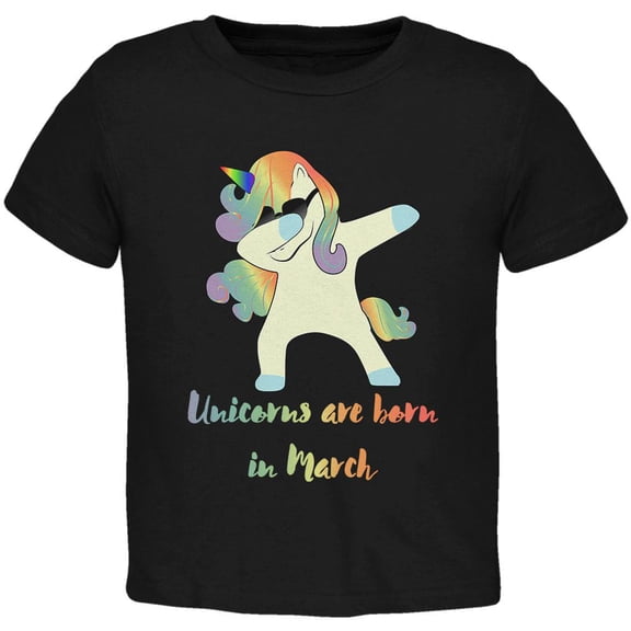 March Birthday Dabbing Unicorn Sunglasses Toddler T Shirt