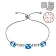 thumbnail image 1 of March Birthstone Bracelet 925 Sterling Silver Blue Aquamarine Bracelets Women Girls Mom Jewelry Valentine Christmas Birthday Mother's Day Gift for Her, 1 of 10