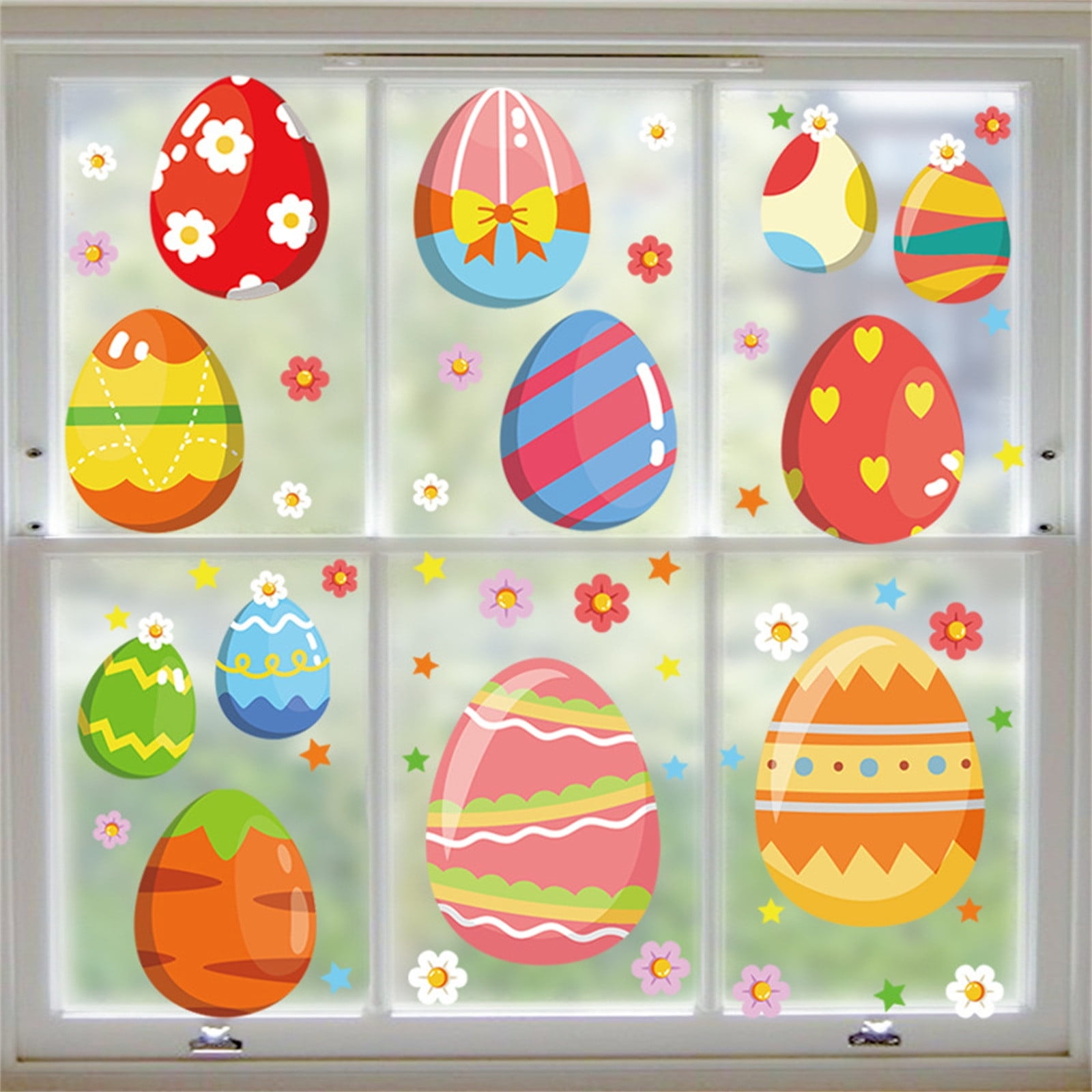 March Carnival! JIASEN Easter Window Clings Easter Eggs Window Stickers