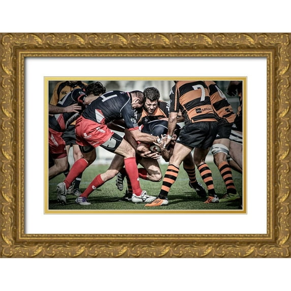 March, Cesar 24x17 Gold Ornate Wood Framed with Double Matting Museum Art Print Titled - The Coup