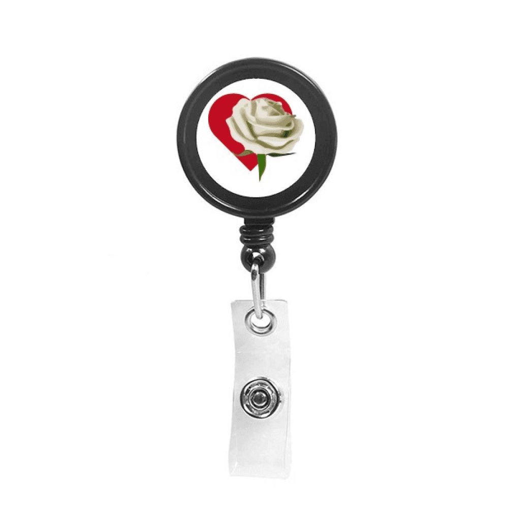 March Classic White Valentines Day Retractable Keychain Badge Holder ID Badge