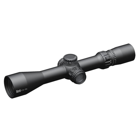 March Compact 2.5-25x42mm SFP FD-1 Reticle Riflescope, 1/4 MOA, 6-Level Illumination, 42mm Objective, 30mm Tube, Sporting & Hunting (D25V42I-FD-1)