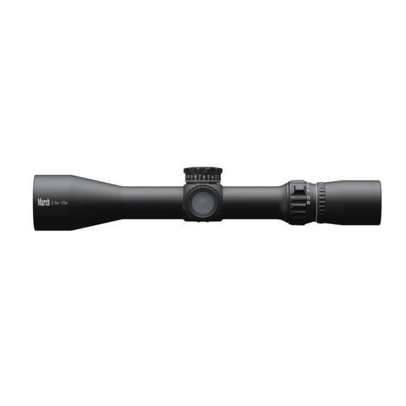 March Compact 2.5-25x42mm SFP Riflescope, MTR-4 Reticle, 1/4 MOA, 6-Level Illumination, 30mm Tube, Sporting and Hunting (D25V42I-MTR-4)
