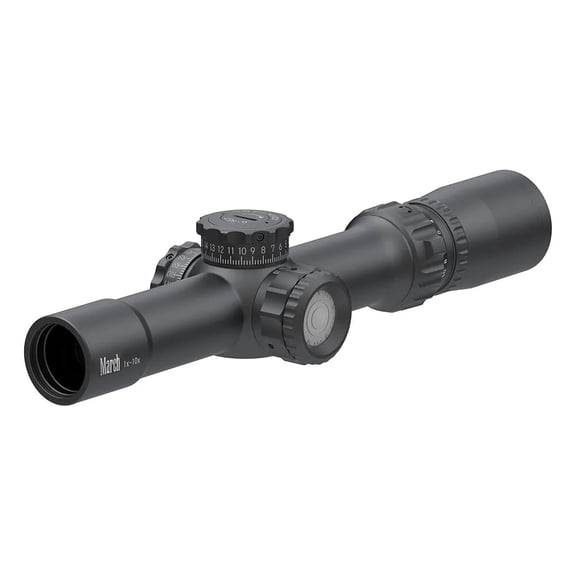 March Compact Sporting 1-10x24mm Riflescope, SFP MTR-4 Reticle, 1/4 MOA, 6-Level Illumination, 30mm Tube (D10V24TI-MTR-4)