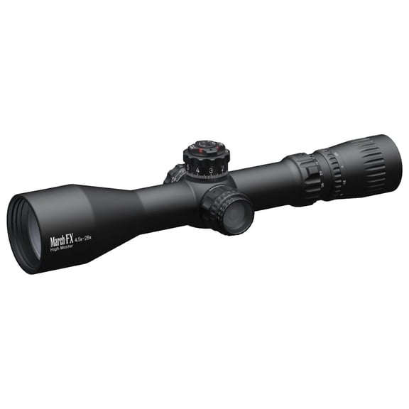 March FX Sporting 4.5-28x52mm FML-3 Illuminated FFP Riflescope, 0.1MIL, Shuriken Lock Turrets, High Master Lens, 34mm Tube (D28HV52WFIMLX-FML-3)