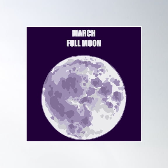 March Full Moon Worm Moon Poster Wall Art, Modern Wall Decor, 30x30 UNFRAMED