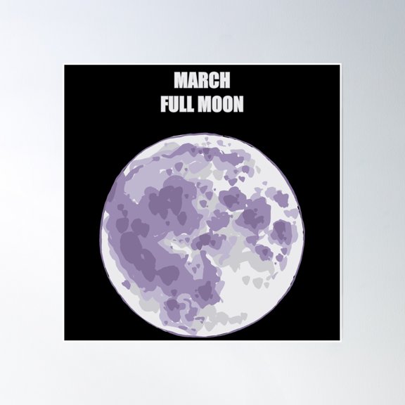 March Full Moon Worm Moon Poster Wall Art, Modern Wall Decor, 30x30 UNFRAMED