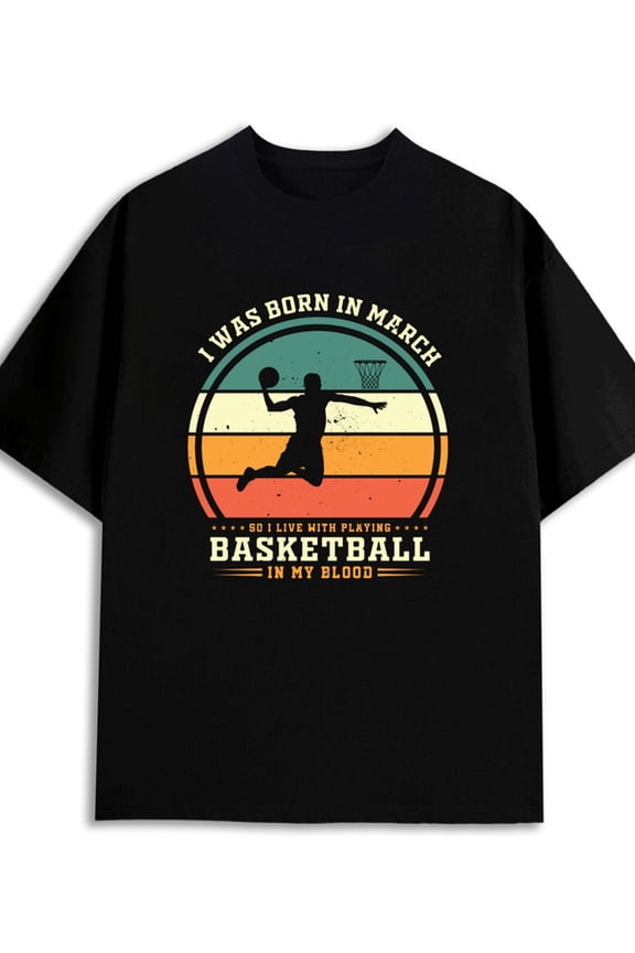 March Madness Tee for men 180G 100% Cotton black Basic Unisex Shirt Printed tshirts Retro Unisex Shirt Graphic Tee tshirts Retro Unisex Shirt Cotton tshirts