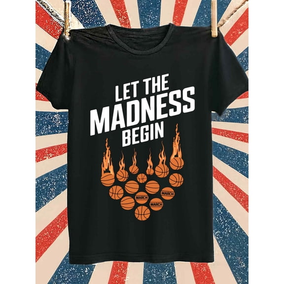 March Madness men's Exercise 180G 100% Cotton black basketball Dumbbell Funny Unisex Shirt Cotton tshirts Funny Unisex Shirt Printed tshirts Funny Unisex Shirt Graphic Tee tshirts