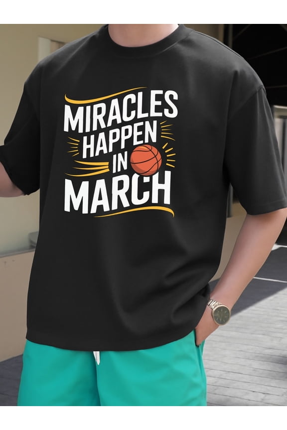 March Madness men's Exercise 180G 100% Cotton black gym Running Retro Unisex Shirt Cotton tshirts Fashion Unisex Shirt Crewneck tshirts Trendy Unisex Shirt Printed tshirts