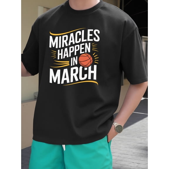 March Madness men's Exercise 180G 100% Cotton black gym Running Retro Unisex Shirt Cotton tshirts Fashion Unisex Shirt Crewneck tshirts Trendy Unisex Shirt Printed tshirts