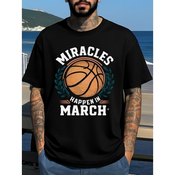 March Madness mens Exercise 180G 100% Cotton black Dumbbell basketball Unique Design Unisex Shirt Printed tshirts Trendy Unisex Shirt Short Sleeve tshirts