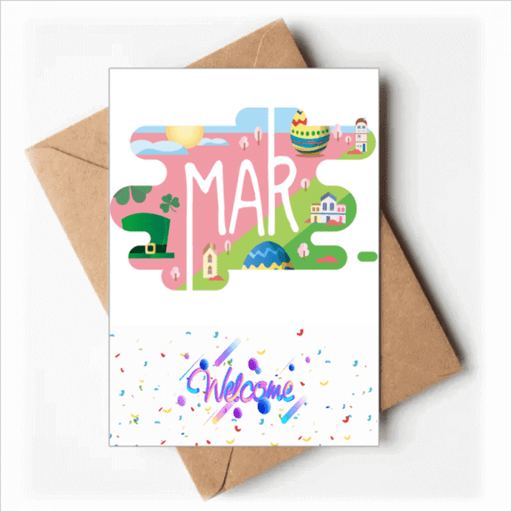 March Month Season Illustration Welcome Back Greeting Cards Envelopes Blank