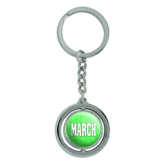 March Month of the Year Spinning Circle Metal Keychain