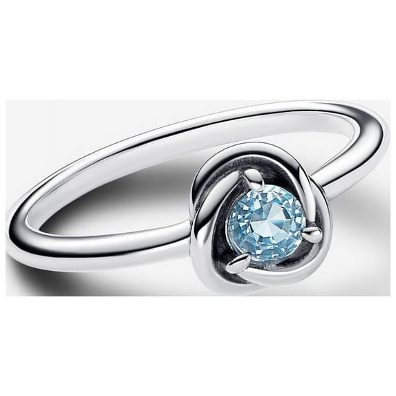 March Sea Aqua Blue Eternity Circle Ring