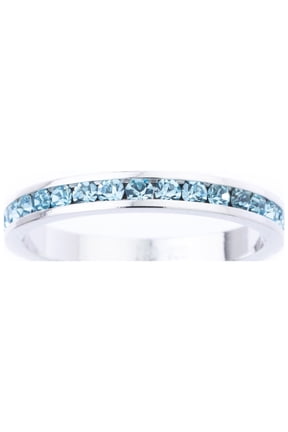 March Swarovski Crystal Birthstone Stackable ring in Sterling Silver