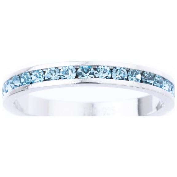 March Swarovski Crystal Birthstone Stackable ring in Sterling Silver