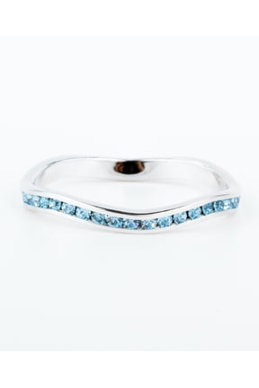 March Swarovski Crystal Birthstone Stackable ring in Sterling Silver