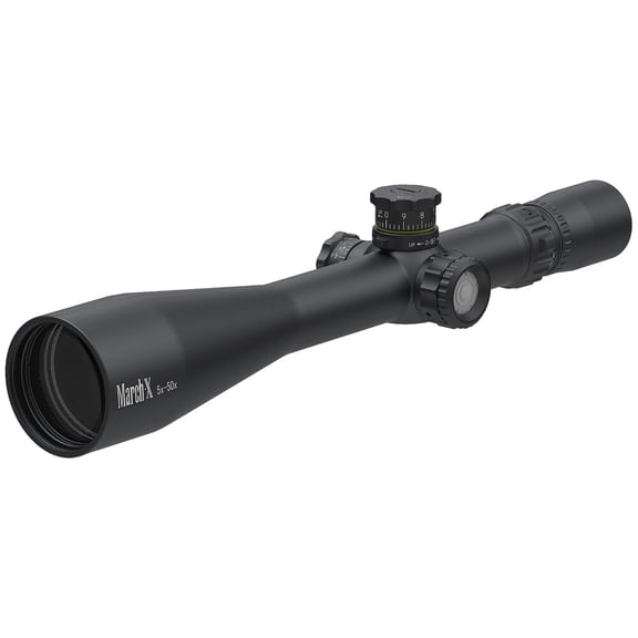 March X Sporting 5-50x56mm SFP Riflescope, FD-1 Reticle, 1/8 MOA, 6-Level Illumination, Middle Focus Wheel, 34mm Tube, 56mm Objective (D50V56TI-FD-1)