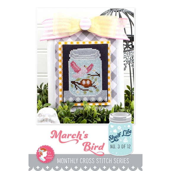 March's Bird Shelf Life Cross Stitch Pattern