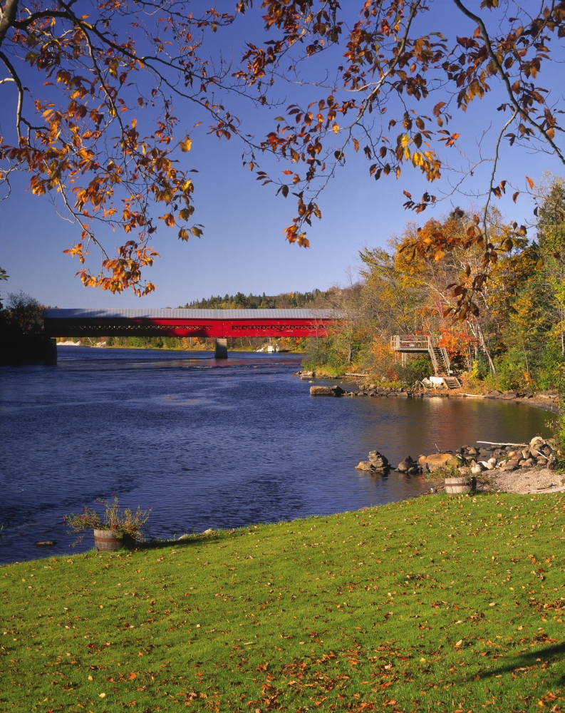 Marchand Covered Bridge Wakefield Outaouais Region Quebec Canvas Art - Yves Marcoux Design Pics (28 x 34)
