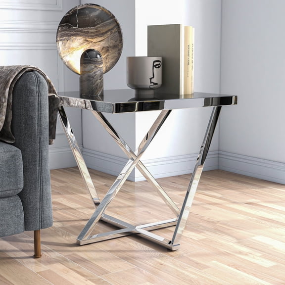 Marchat Metal Square End Table, Chrome