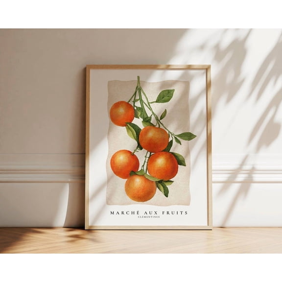 Marche Aux Fruits Print, Fruit Market Poster, French Marche, Clementines Print, Mandarine Fruit Art, Modern Trendy Kitchen Wall Art Decor, Kitchen Decor Unframed Paper Print
