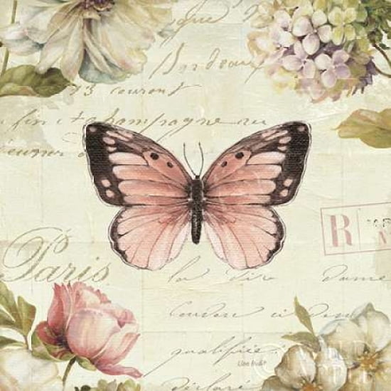 Marche de Fleurs Butterfly I Canvas Art - Lisa Audit (24 x 24)